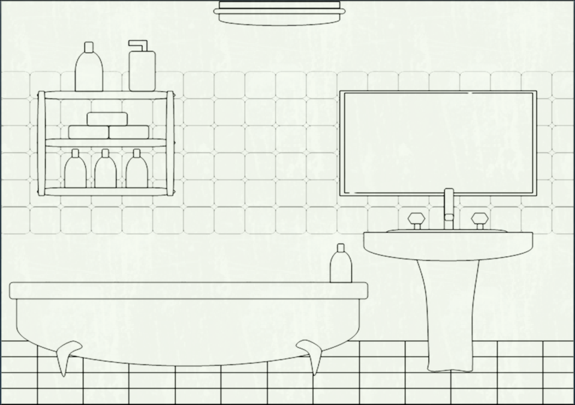 Pencil in color kitchen. Bathroom clipart black and white