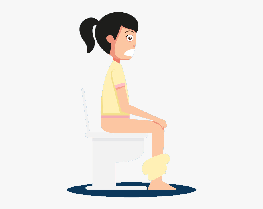 Going potty girl sitting. Bathroom clipart cartoon