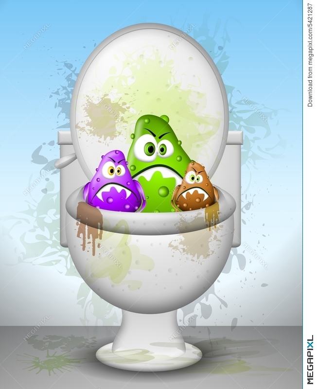 Ugly dirty toilet bowl. Bathroom clipart messy