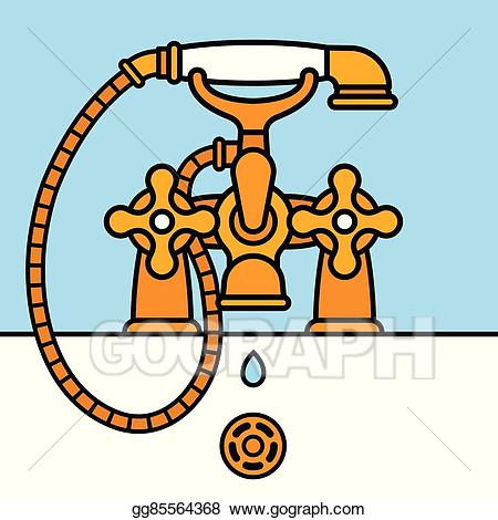 Bathtub clipart bathtub faucet. Vector art brass dripping