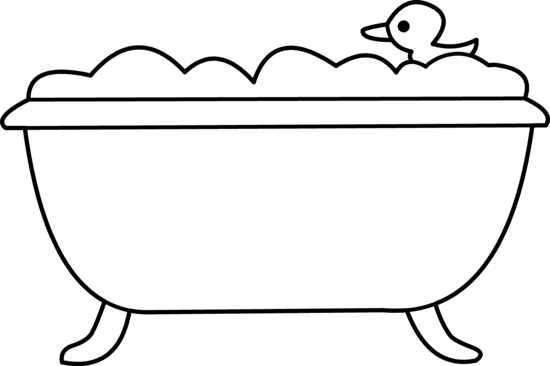 bathtub clipart black and white