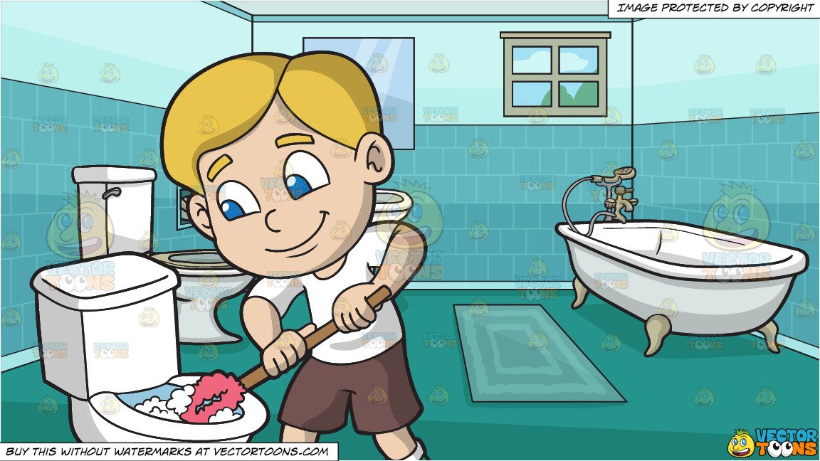 A boy cleaning the. Bathtub clipart clean bathtub