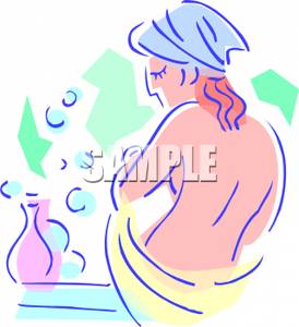 Bathtub clipart woman. A in towel at