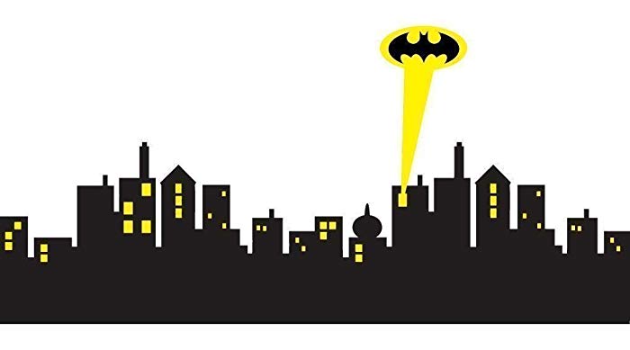 Gotham city skyline decal. Cityscape clipart batman