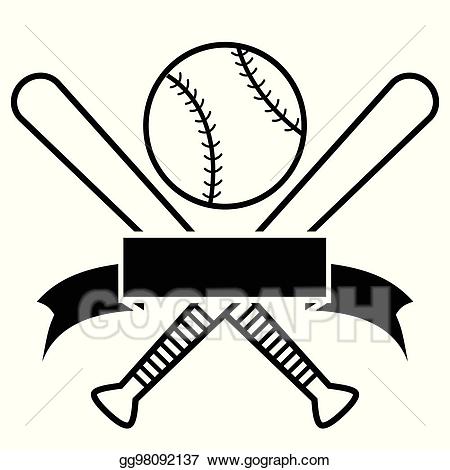 Vector illustration crossed baseball. Bats clipart banner