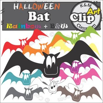 bats clipart colorful