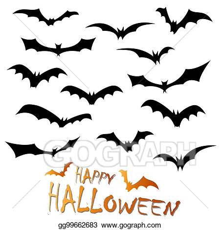 Eps illustration collection vector. Bats clipart happy halloween