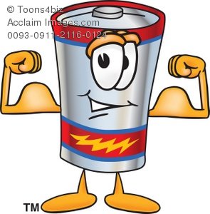 Battery clipart cartoon. Flexing 