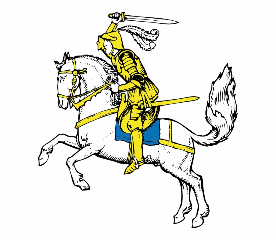 Warrior on a . Battle clipart battle horse