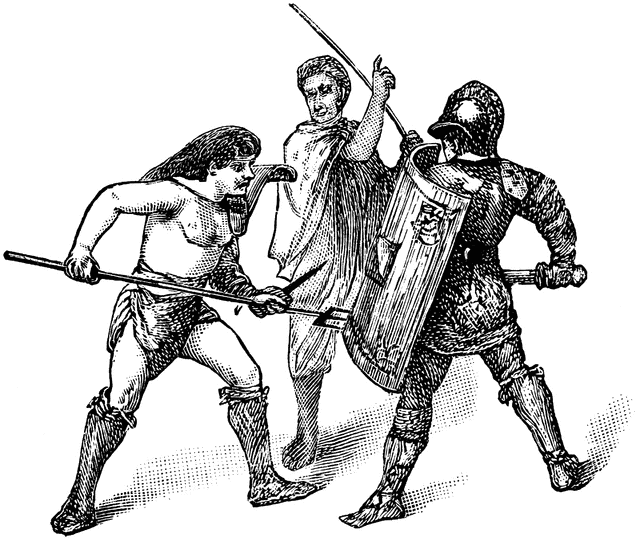 Battle clipart weapon roman. Gladiators etc