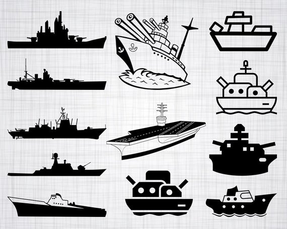 Battleship clipart silhouette. Svg bundle cut files