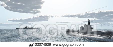 Stock illustrations british submarine. Battleship clipart world war 2