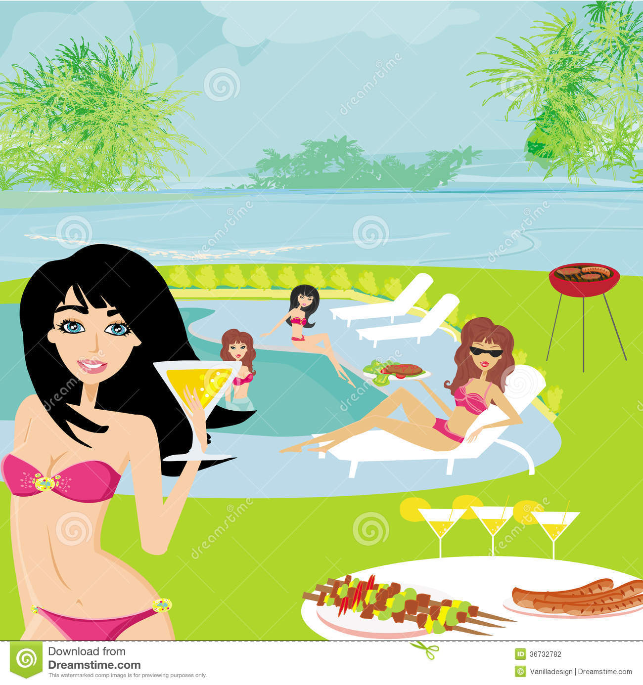 bbq clipart pool party