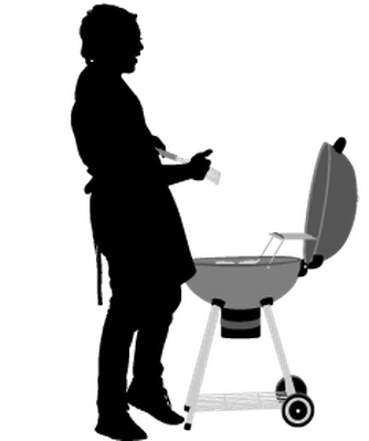 Group of friends with. Bbq clipart silhouette