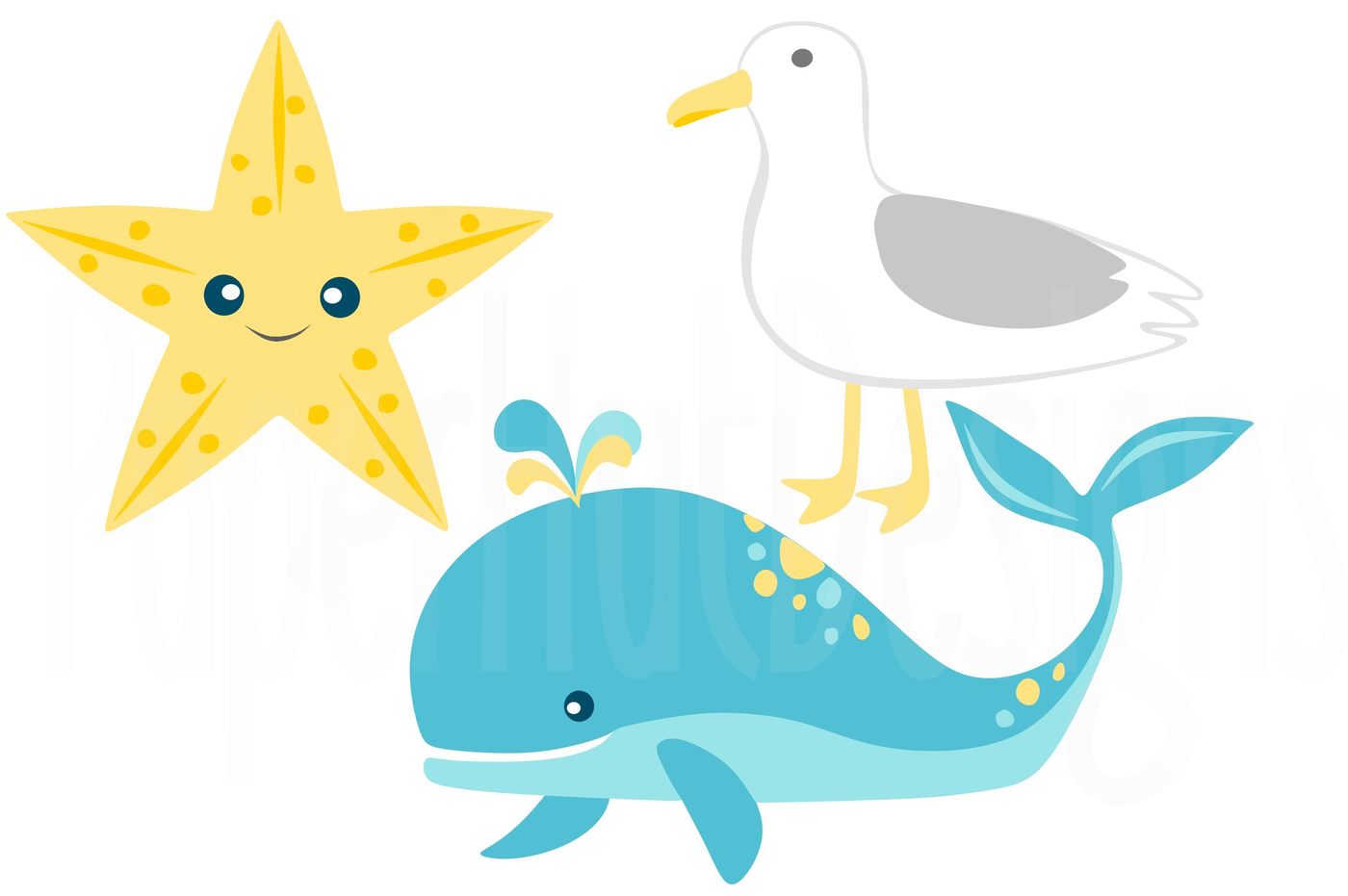 And digital papers set. Beach clipart animal