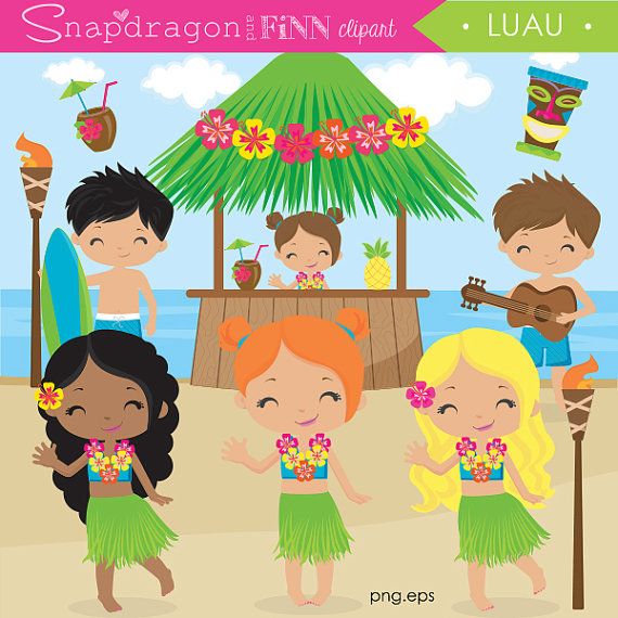 Luau hula summer clip. Beach clipart beach party