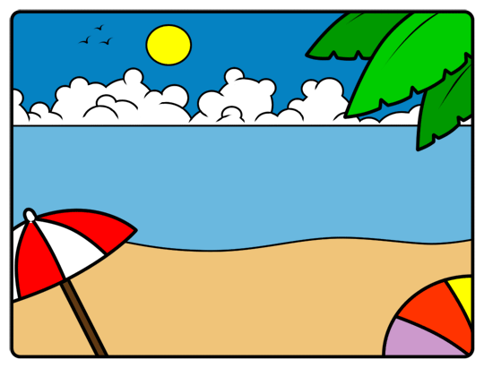 Cartoon step by drawing. Beach clipart easy