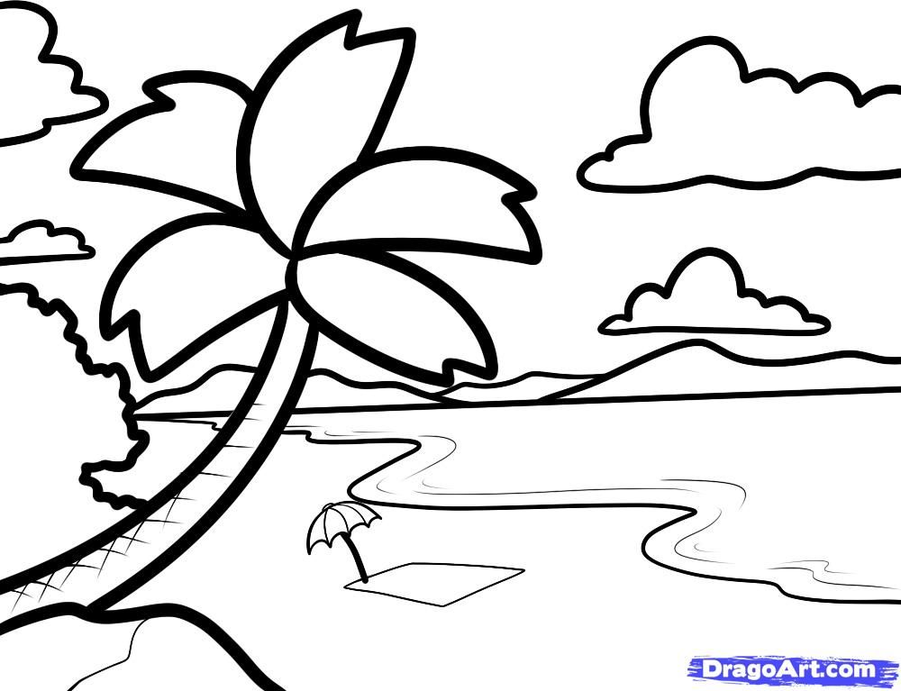 How to draw a. Beach clipart easy