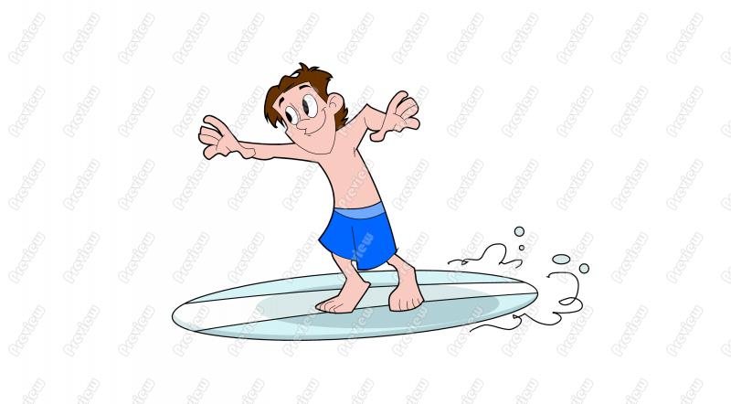 Man surfing character clip. Beach clipart person