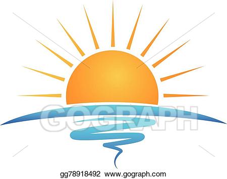 Vector art sun waves. Beach clipart symbol