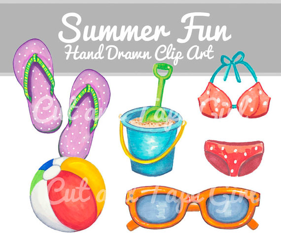 Summer clip art watercolor. Beachball clipart supply