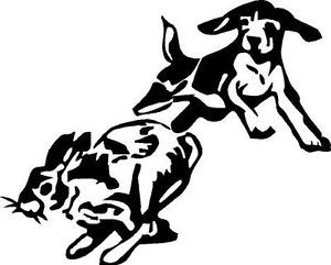 Beagle clipart beagle hunting. Chasing rabbit decal dogs