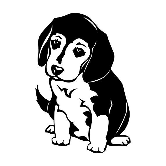 Beagle clipart black and white. Dog graphics svg dxf