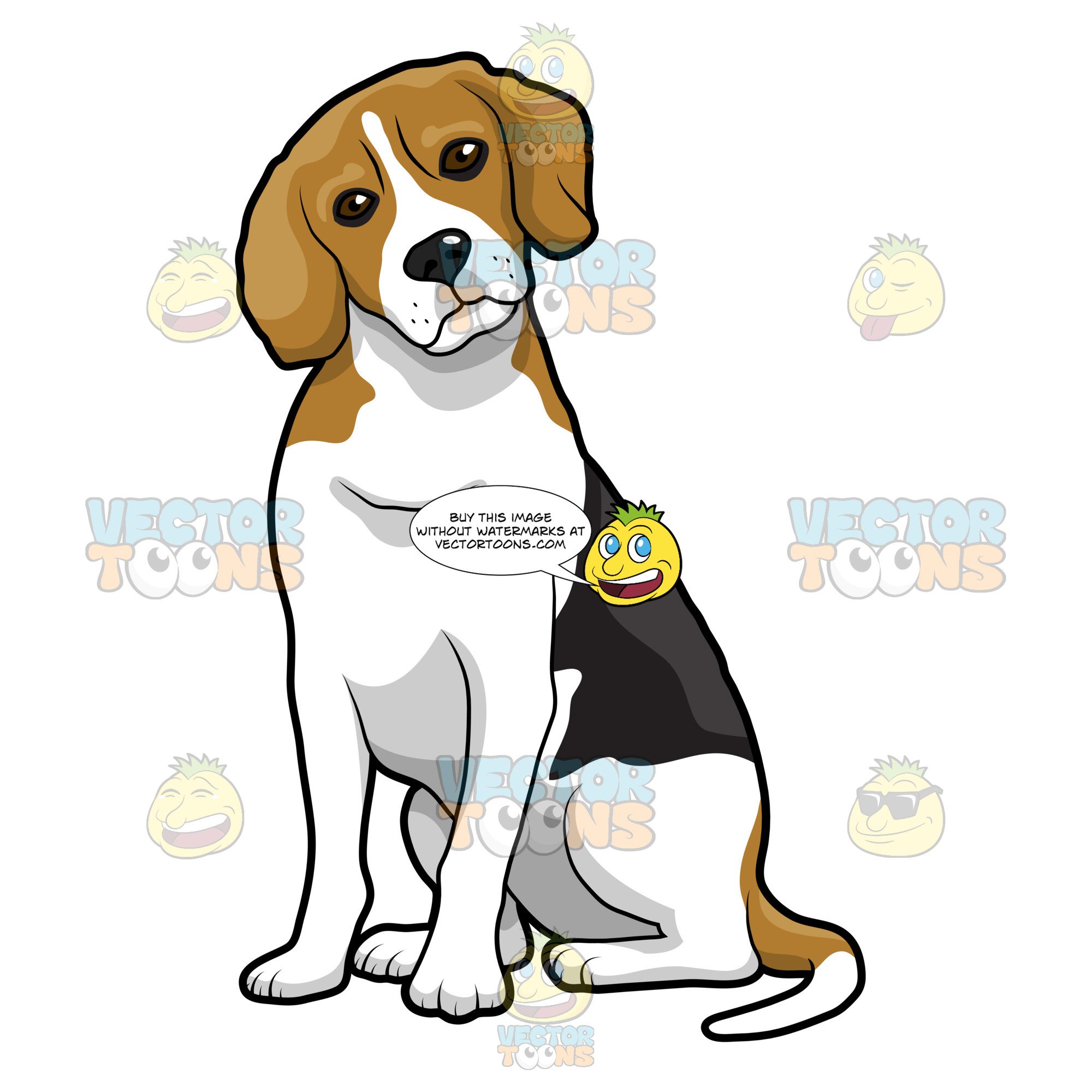 Beagle clipart one dog. Sitting with its head