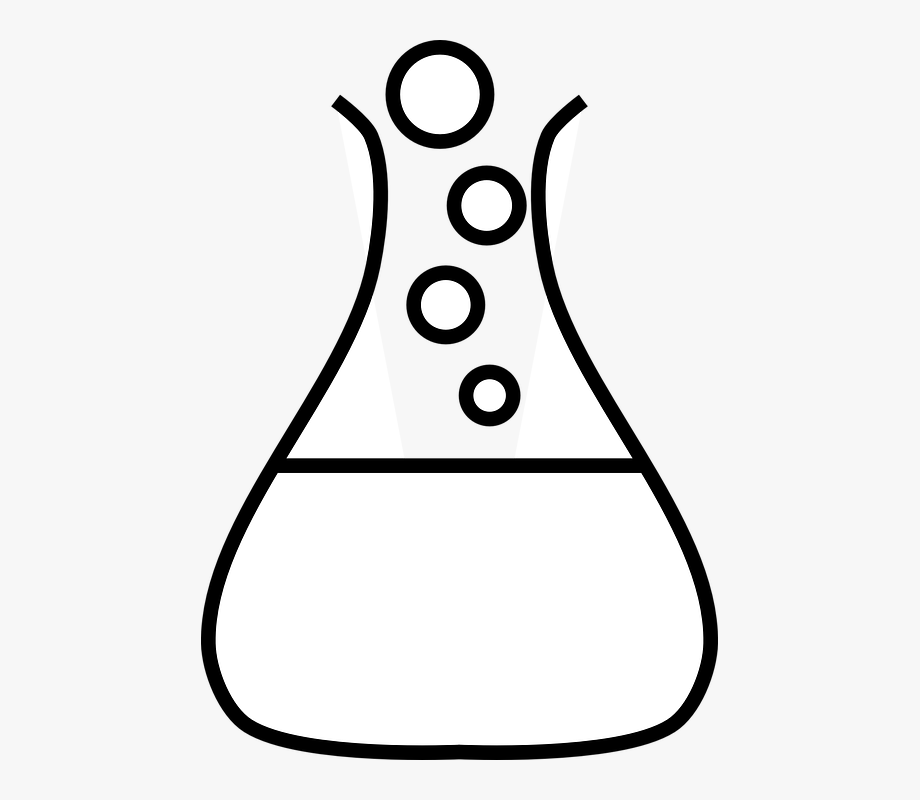 Flask liquid laboratory science. Beaker clipart black and white