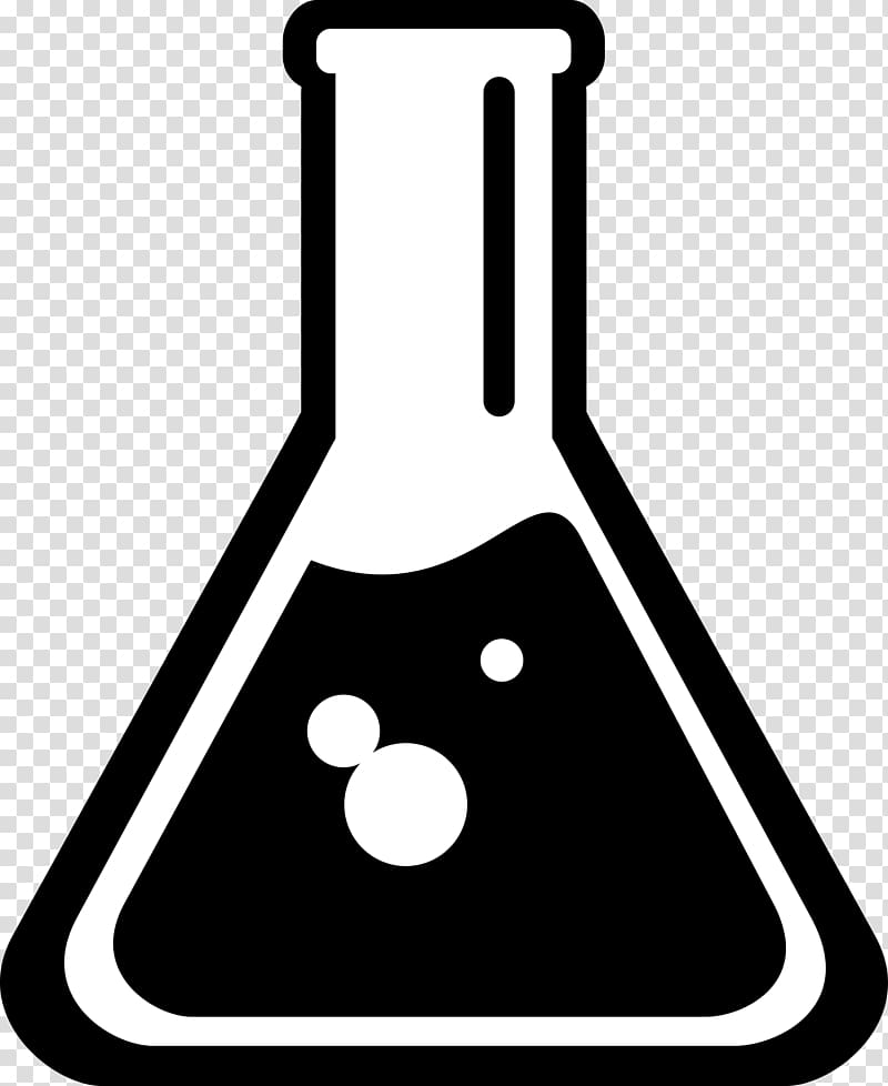 Erlenmeyer flask logo laboratory. Beaker clipart transparent background