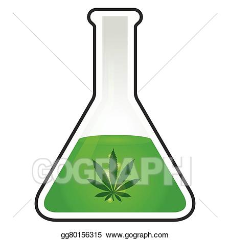 Beaker clipart vector. With green chemical portion