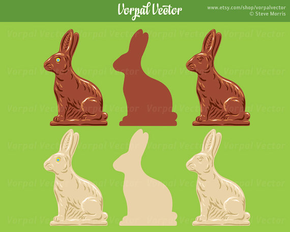 Chocolate bunny set white. Bean clipart easter