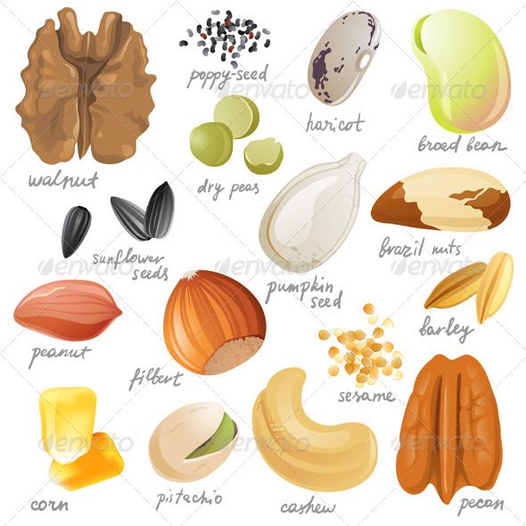 Seeds and beans pistachio. Bean clipart nuts