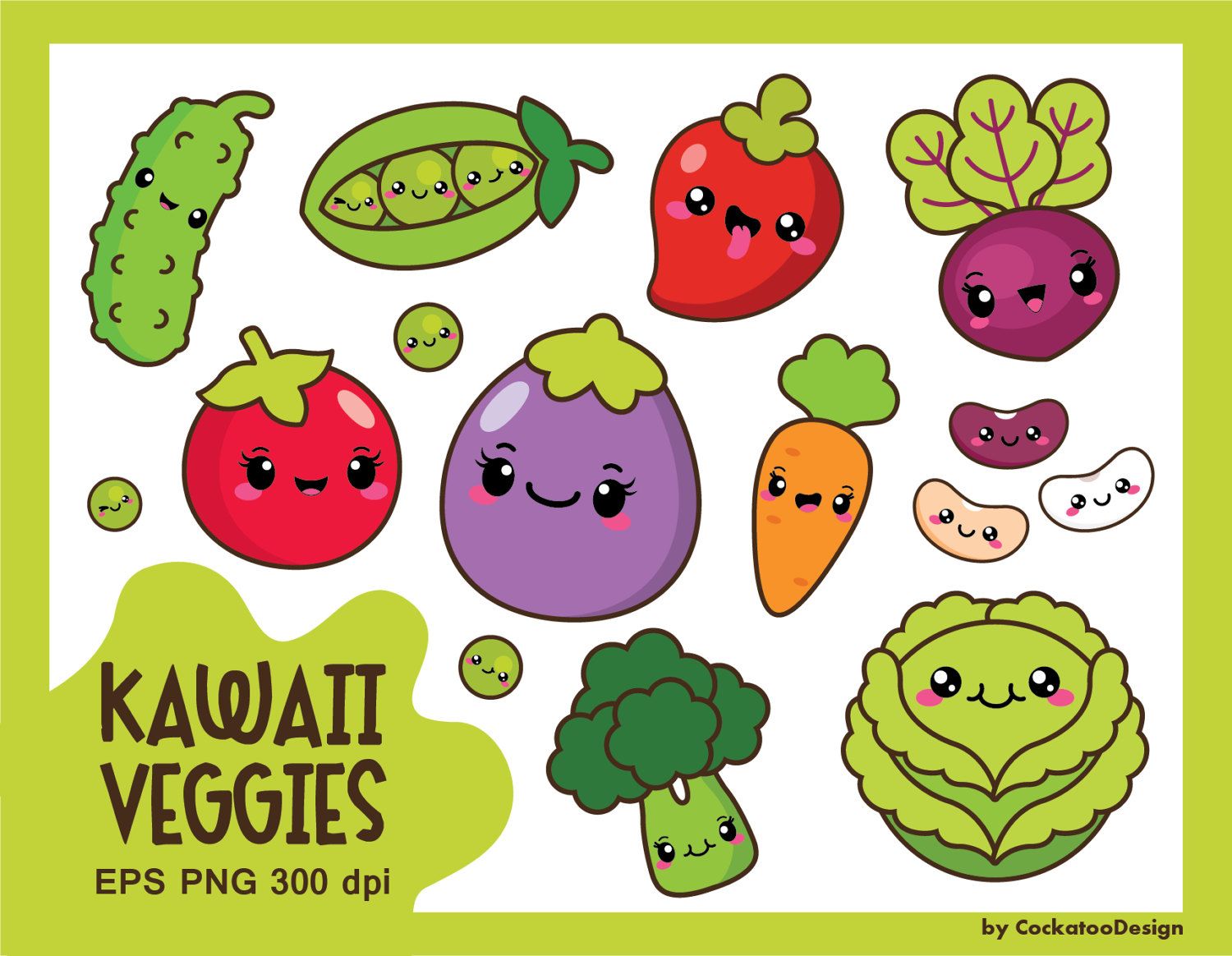 Kawaii vegetables veggies healthy. Beans clipart cute