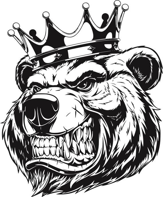 Angry bear vector image. Head clipart grizzly