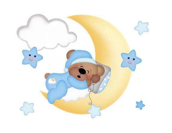 Bedtime clipart moon. Baby teddy bear boy