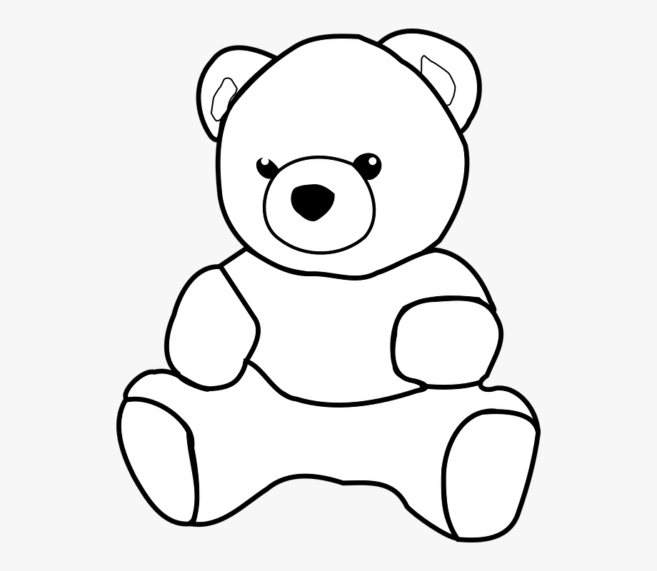 Bear clipart drawing. Black and white teddy
