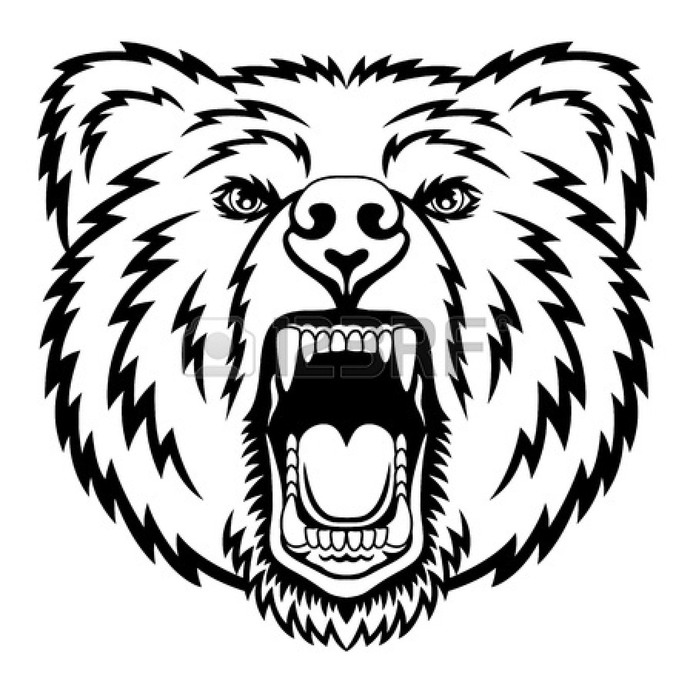 Bear clipart drawing. Line grizzly head pencil