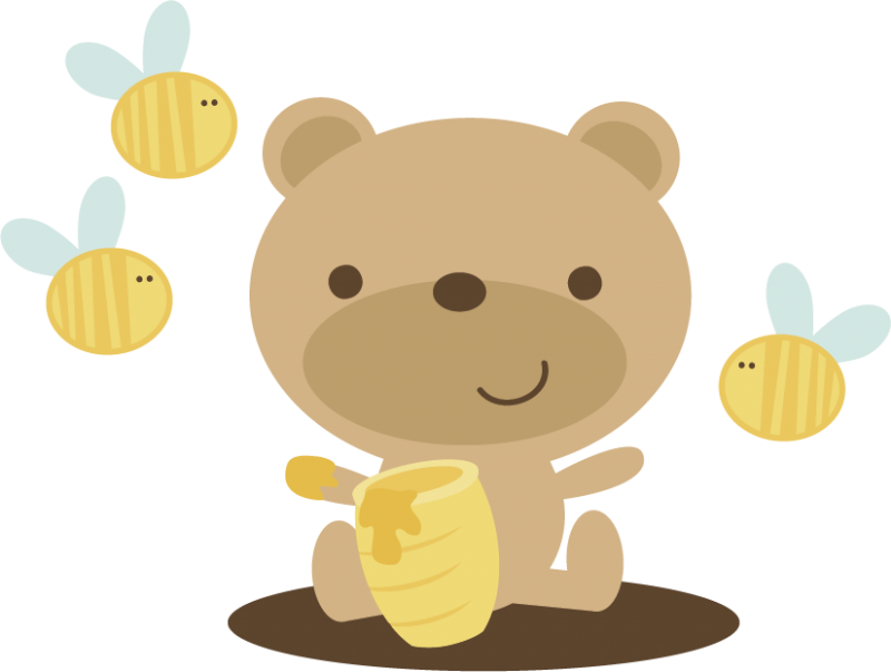 Bear clipart file. With honey pot svg