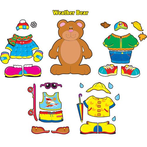 Dress up printable hello. Bear clipart weather