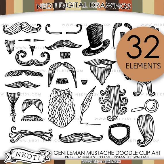 Beard clipart doodle. Gentleman clip art mustache