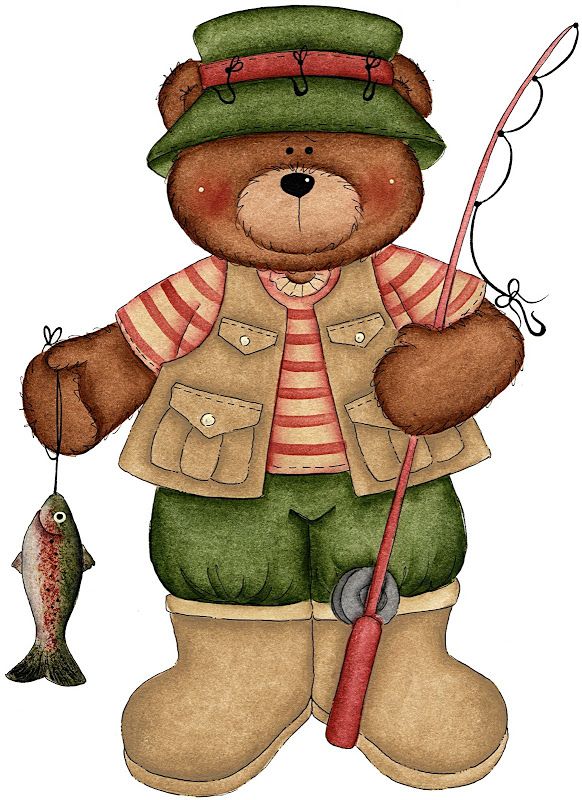 Bears clipart fishing. Cartoon bear in clothes