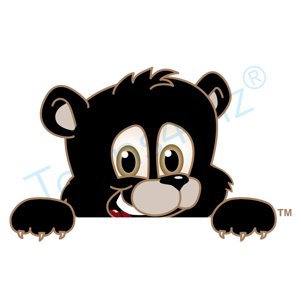 Bears clipart mascot. Black bear peeking over
