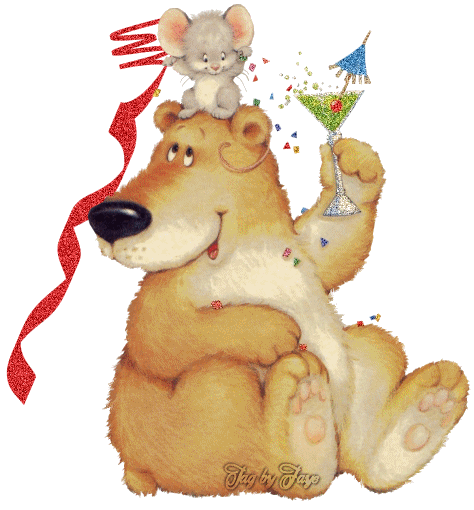 Party bear and mouse. Bears clipart new years eve