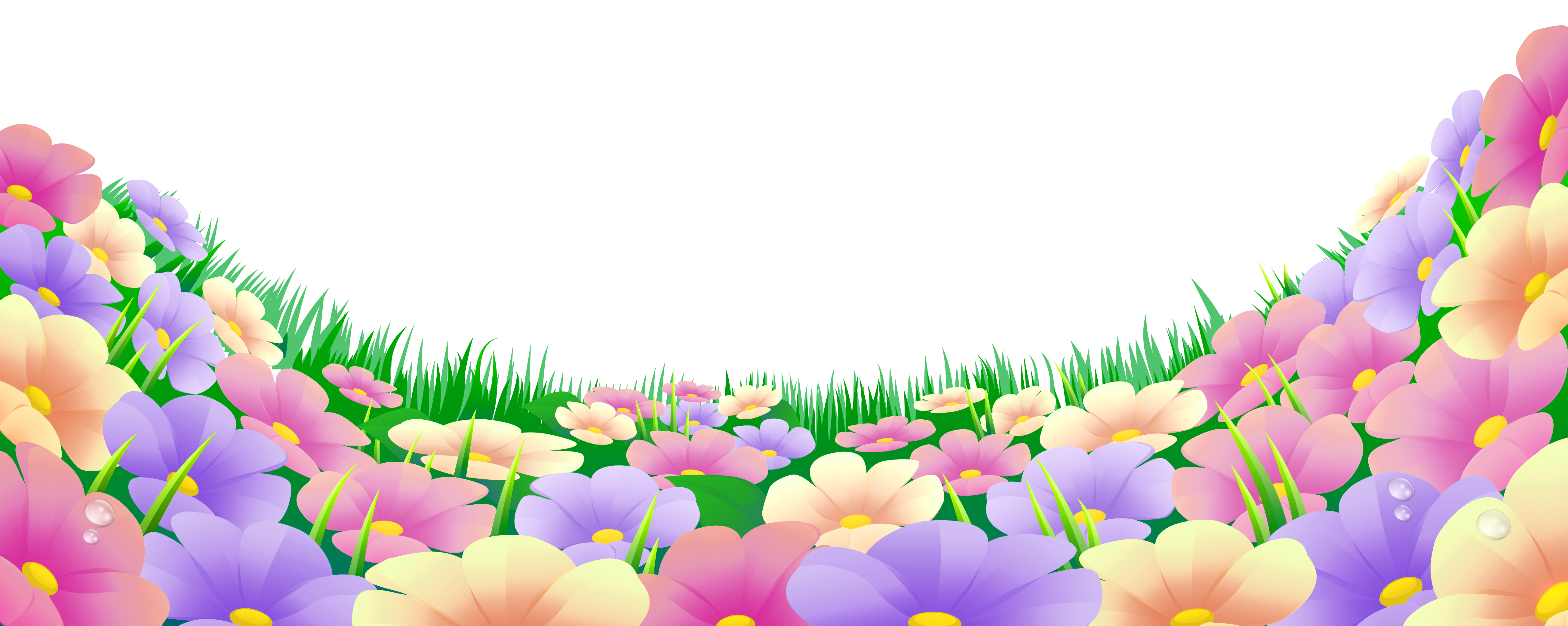 Clipart flower pretty flower. Grass with beautiful flowers