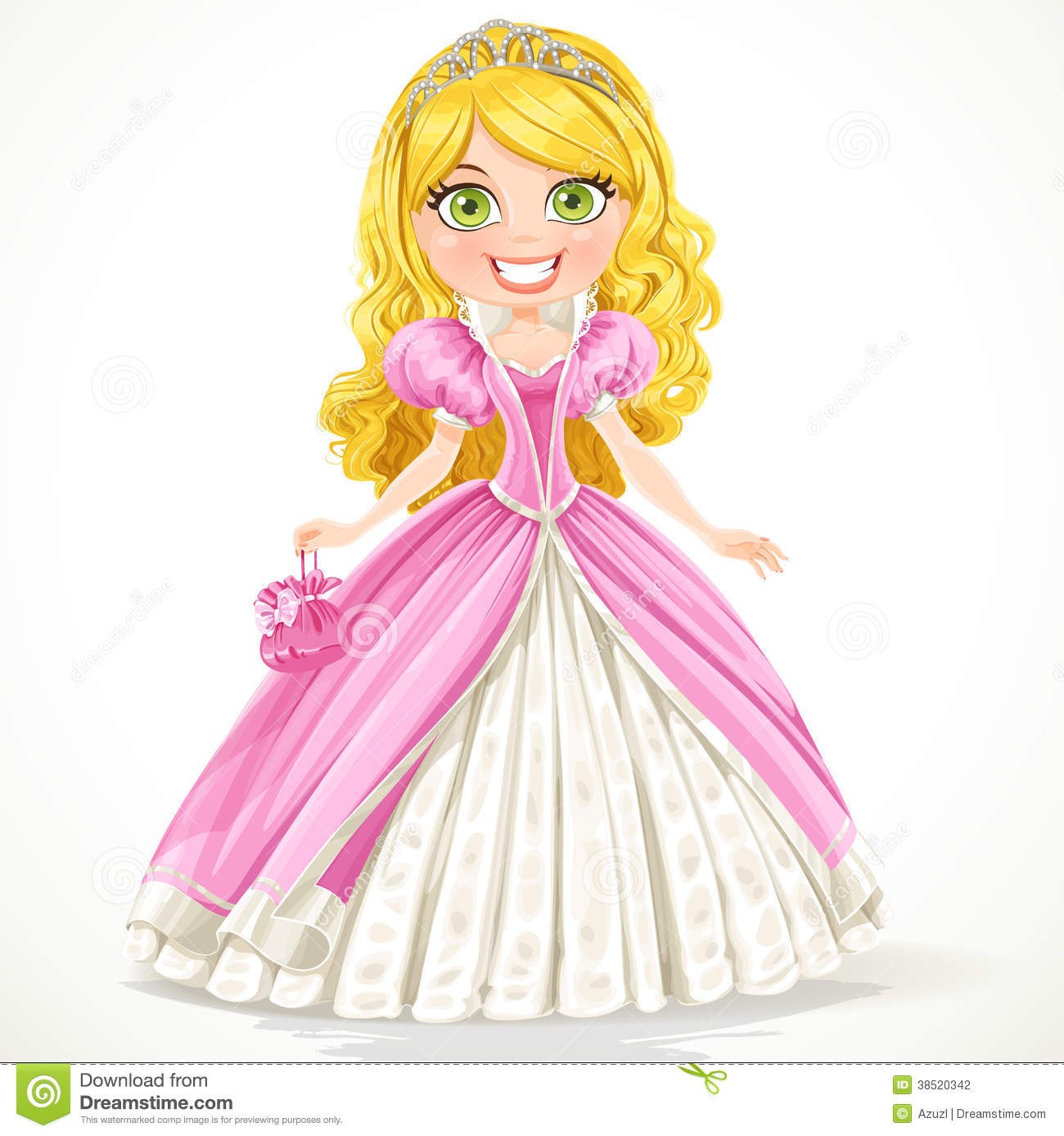 Illustration girl dressed royalty. Beautiful clipart ball gown