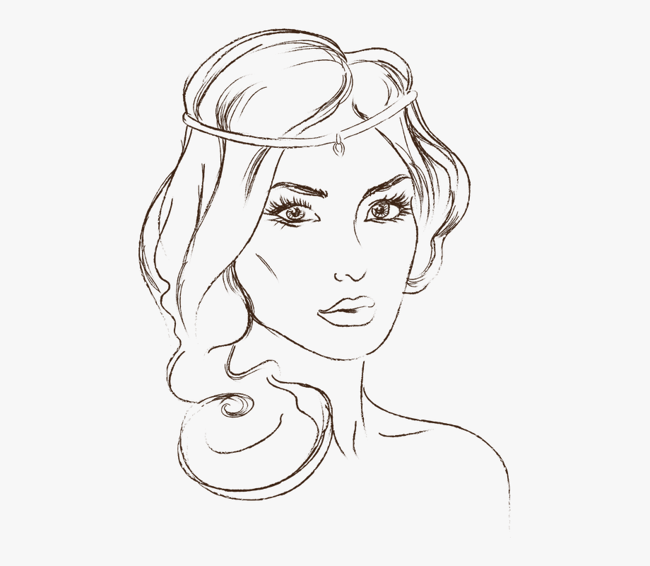 Beautiful princess coloring . Chin clipart black and white