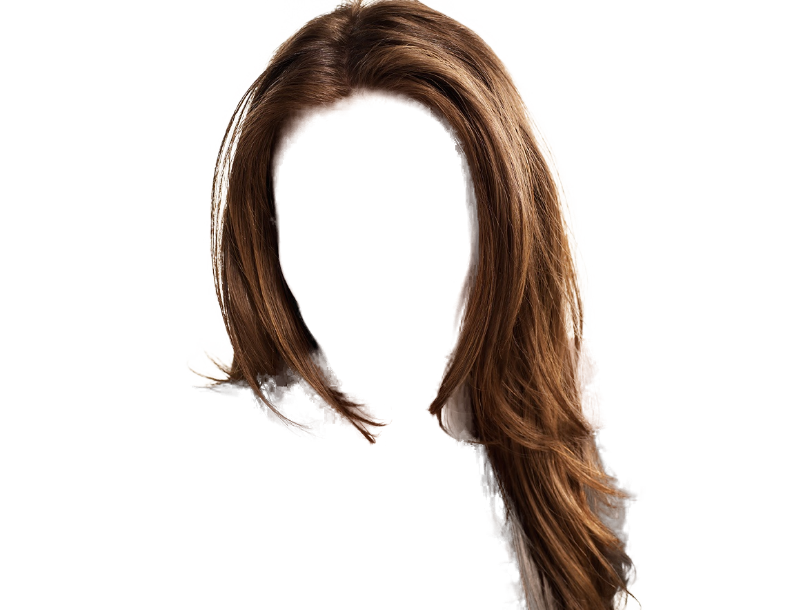Color with transparent background. Beautiful clipart brown hair