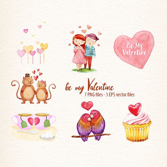 Beautiful clipart valentine. Watercolor vector love and