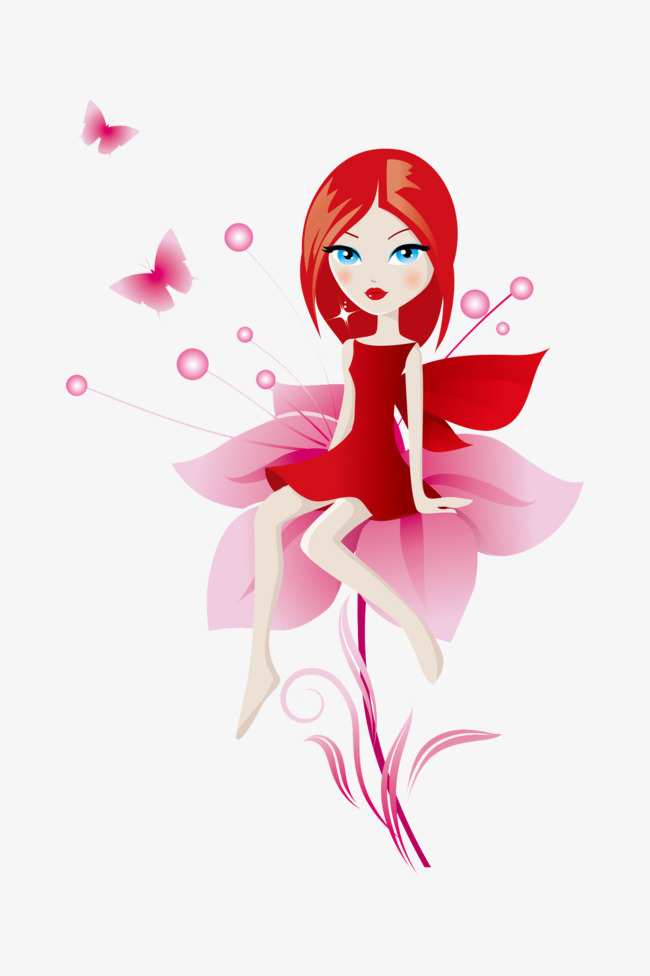 Cartoon beautiful fairy png. Beauty clipart flower